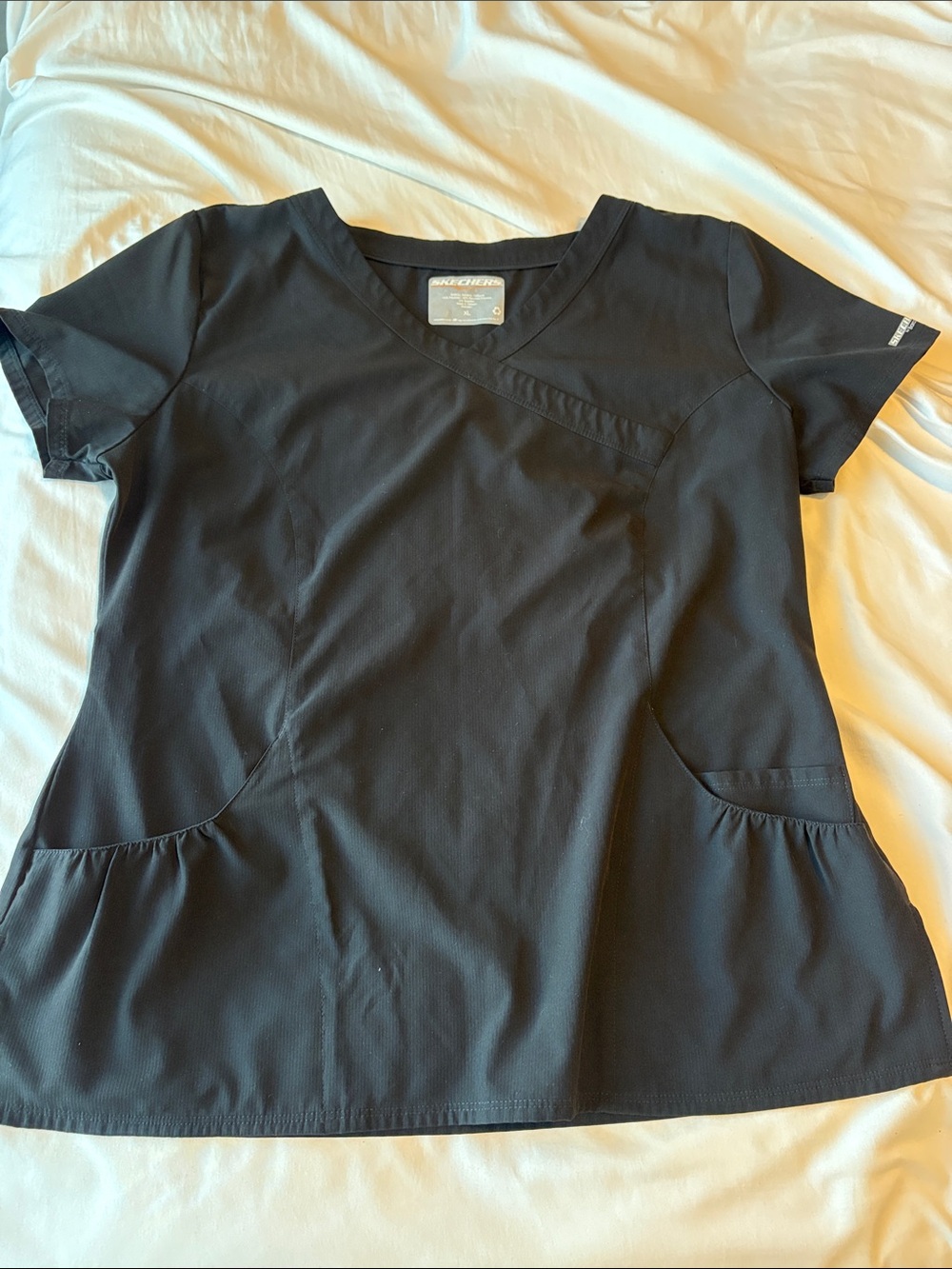 2 Skechers Women's Black V-Neck Short Sleeve Scrub Top